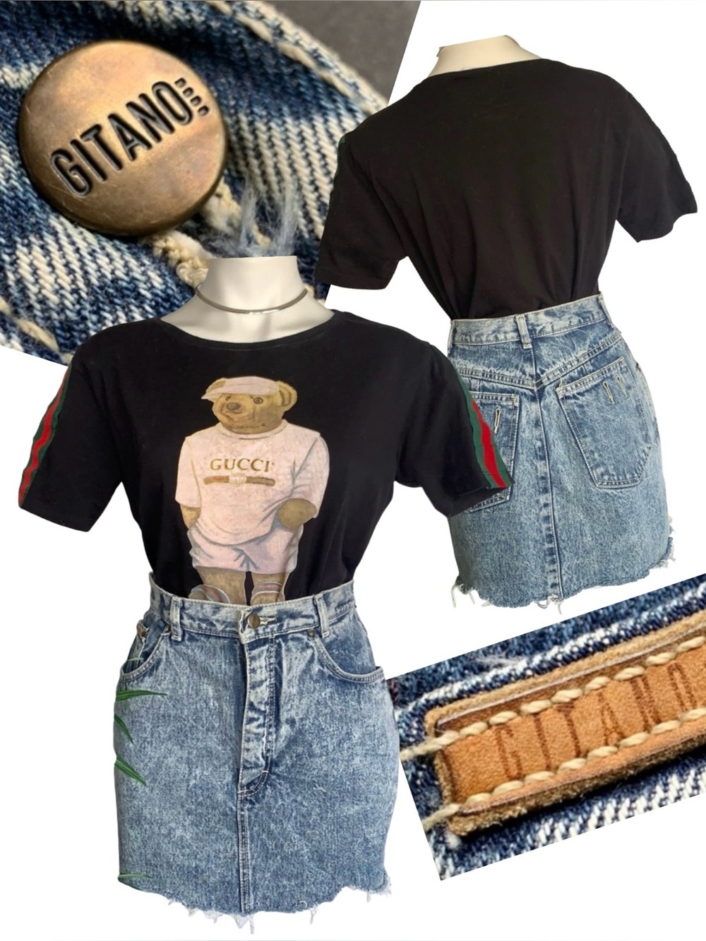 v i n t a g e :: Gitano Distressed Acid Wash Denim Mini Skirt
